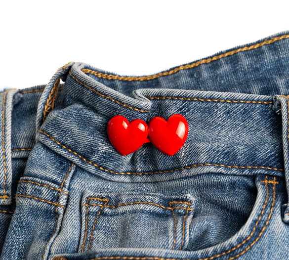 Red hearts for adjusting jean waist